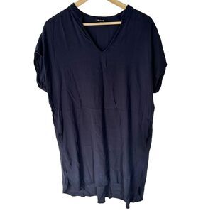 MADEWELL Womens XL Navy V Neck Tunic Dress Swim Cover‎ Up